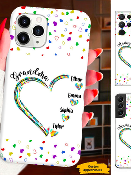 Colorful Heart Grandma Mimi Nana Mommy Auntie Personalized Phone Case SC41248