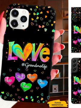 Colorful Heart Grandma Mimi Nana Mommy Auntie Personalized Phone Case SC812410