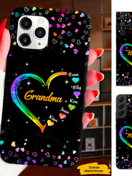 Colorful Heart Grandma Mimi Nana Mommy Auntie Personalized Phone Case SC812411