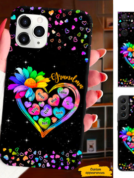 Colorful Heart Grandma Nana Mimi Gigi Auntie Mom Personalized Phone case SC24110515