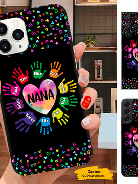 Colorful Heart Hand Prints Mom Grandma Great Grandma Nana Mimi Gigi Auntie Personalized phone case SC2612437