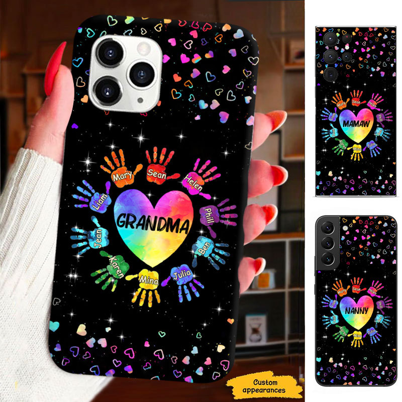 Colorful Heart Hand print Mom Grandma Nana Mimi Gigi Personalized Phone Case SC1612425
