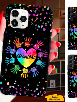 Colorful Heart Hand print Mom Grandma Nana Mimi Gigi Personalized Phone Case SC1612425