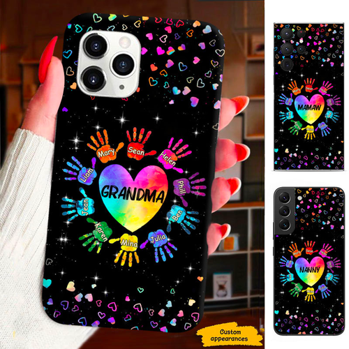 Colorful Heart Hand print Mom Grandma Nana Mimi Gigi Personalized Phone Case SC1612425
