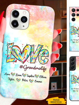 Colorful Heart LOVE Grandma Nana Mimi Gigi Personalized Phone Case SC151245