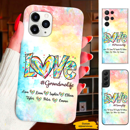 Colorful Heart LOVE Grandma Nana Mimi Gigi Personalized Phone Case SC151245