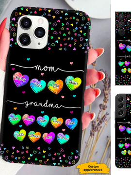 Colorful Heart Mom Grandma Nana Mimi Gigi Auntie Personalized phone case SC2412439