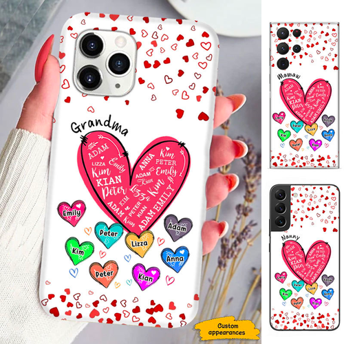 Colorful Heart Mom Grandma Nana Mimi Gigi Auntie Personalized phone case SC2512418