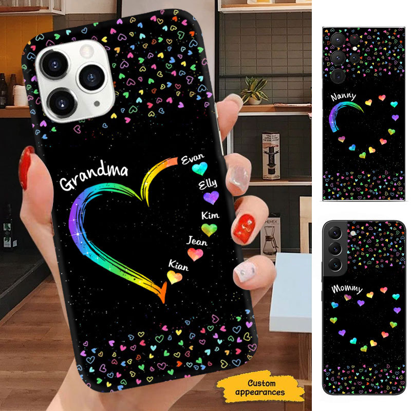 Colorful Heart Mom Grandma Nana Mimi Gigi Auntie Personalized phone case SC2512428