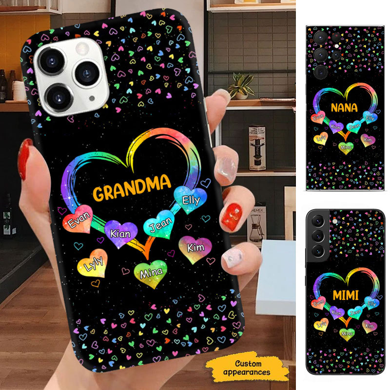 Colorful Heart Mom Grandma Nana Mimi Gigi Auntie Personalized phone case SC2512429