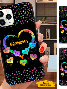 Colorful Heart Mom Grandma Nana Mimi Gigi Auntie Personalized phone case SC2512429