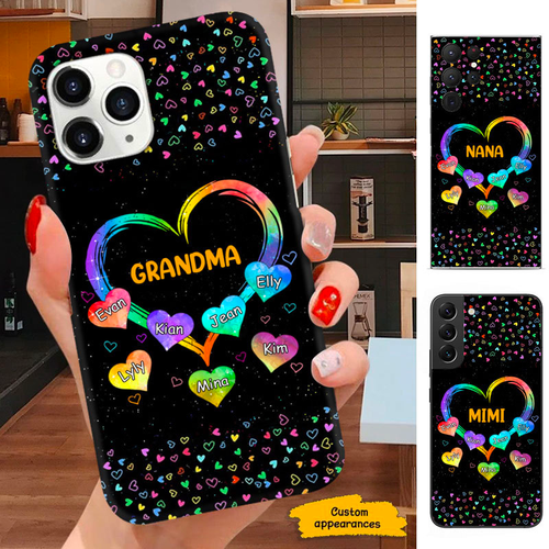 Colorful Heart Mom Grandma Nana Mimi Gigi Auntie Personalized phone case SC2512429