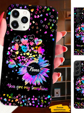 Colorful Heart Sunflower Grandma Nana Mimi Mom Auntie Personalized Phone Case SC24110118