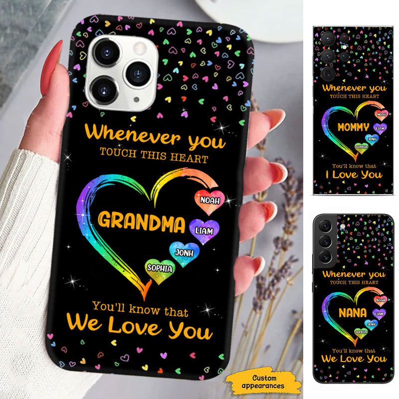 Colorful Heart We Love You Mom Grandma Nana Mimi Gigi Auntie Personalized phone case SC2512419