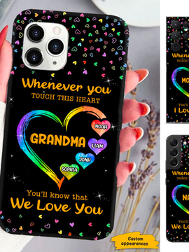 Colorful Heart We Love You Mom Grandma Nana Mimi Gigi Auntie Personalized phone case SC2512419