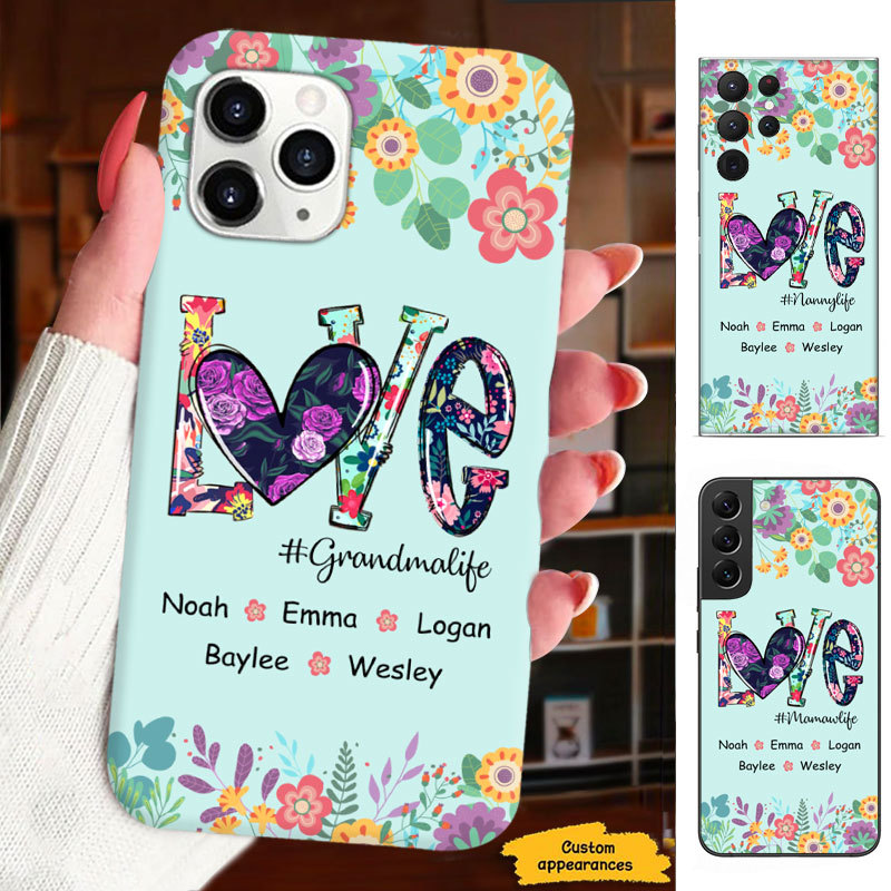 Colorful LOVE Mom Grandma Nana Mimi Gigi Life Personalized Phone Case SC1612428