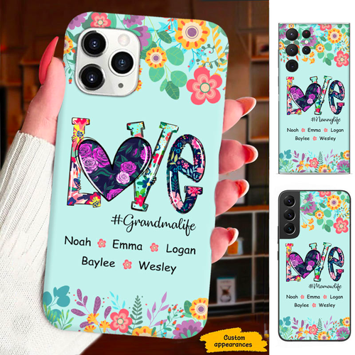 Colorful LOVE Mom Grandma Nana Mimi Gigi Life Personalized Phone Case SC1612428