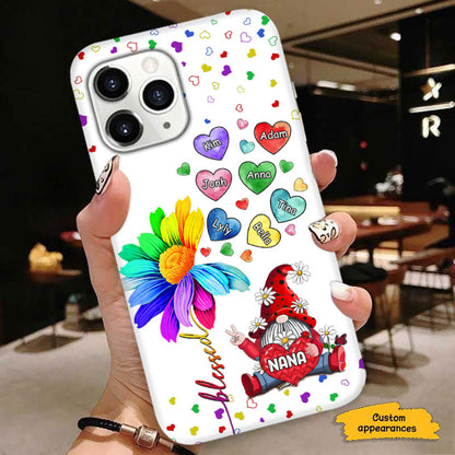 Colorful Gnome Heart Mom Grandma Nana Mimi Gigi Auntie Personalized phone case SC2512449