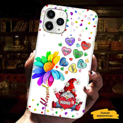 Colorful Gnome Heart Mom Grandma Nana Mimi Gigi Auntie Personalized phone case SC2512449