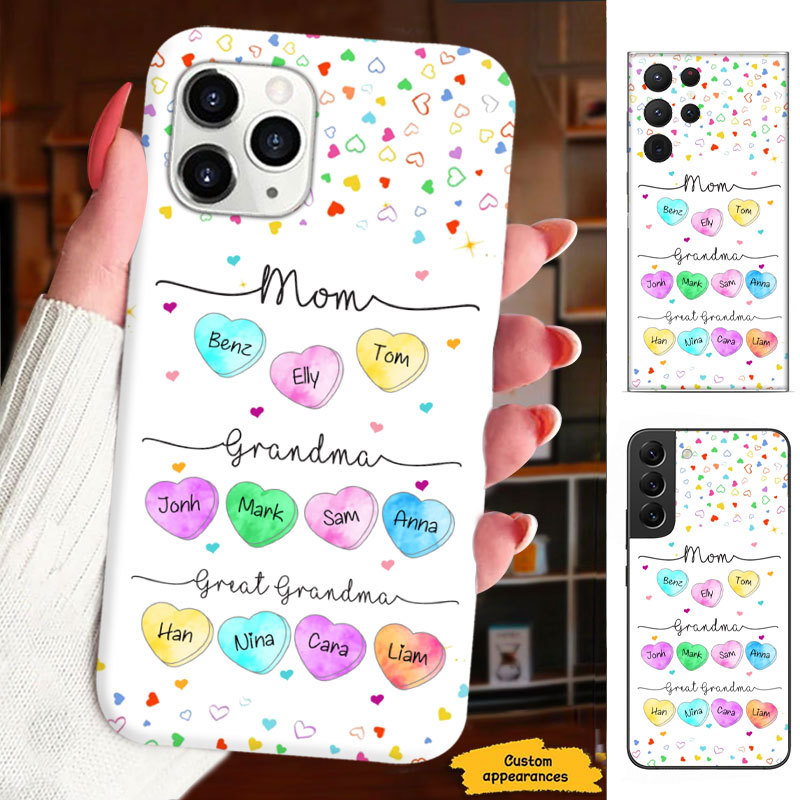 Colorful heart Mom Grandma Great Grandma Nana Mimi Gigi Auntie Personalized phone case SC2412448