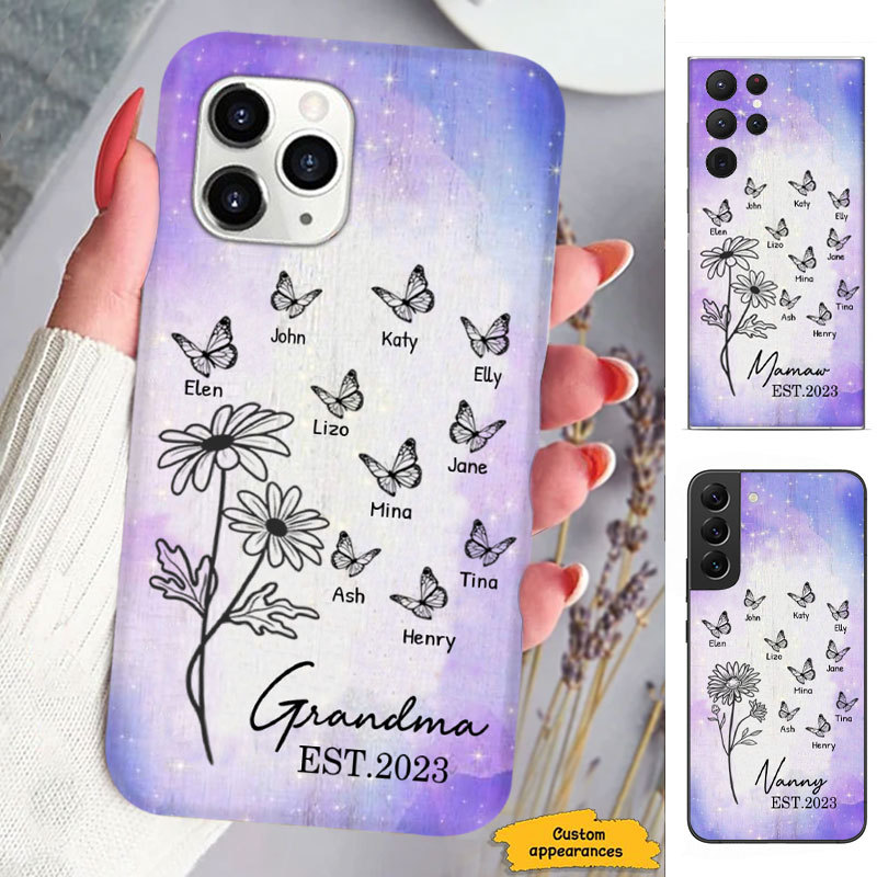 Dandelion Butterfly Mom Grandma Nana Mimi Gigi Auntie Personalized phone case SC2412443
