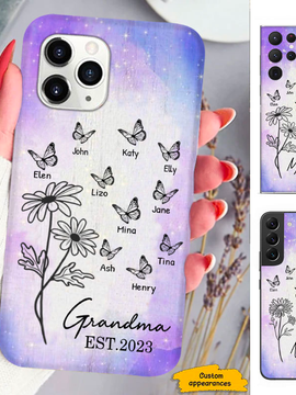 Dandelion Butterfly Mom Grandma Nana Mimi Gigi Auntie Personalized phone case SC2412443