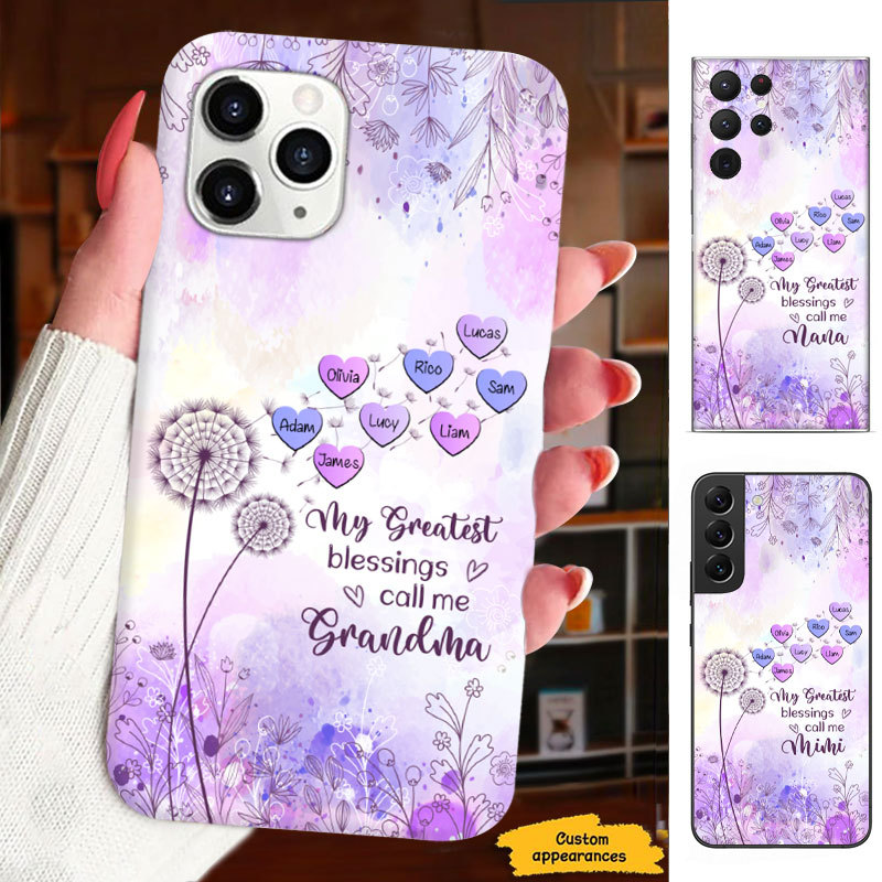 Dandelion Hearts My Greatest Blessings call me Grandma Mommy Nana Auntie Personalized Phone case SC25122306