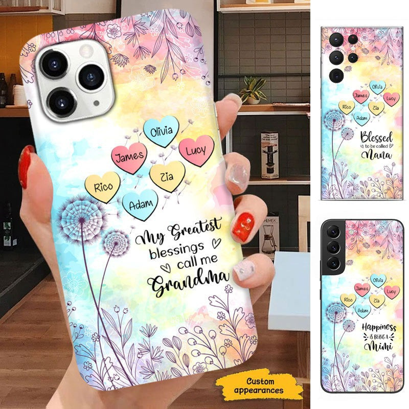 Dandelion My Greatest Blessings called me Mom Grandma Nana Mimi Gigi Auntie Personalized phone case SC2412428