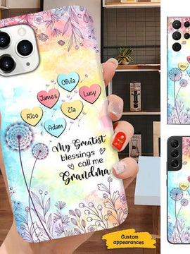 Dandelion My Greatest Blessings called me Mom Grandma Nana Mimi Gigi Auntie Personalized phone case SC2412428