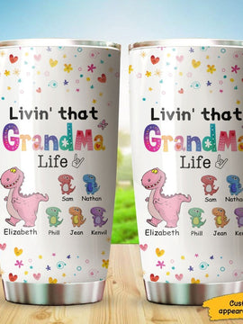 Dinosauer Living That Grandma Life Nana Life Mimi Mommy Personalized Tumbler SC303239