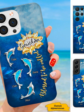 Dolphin Sunflower Blessed to be called Mom Grandma Nana Mimi Gigi Auntie Personalized phone case SC2212416