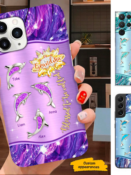 Dolphin Sunflower Blessed to be called Mom Grandma Nana Mimi Gigi Auntie Personalized phone case SC221244