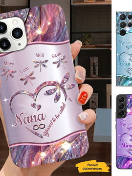 Dragonfly Blessed to be called Grandma Nana Mimi Mom Auntie Personalized Phone Case SC24100819