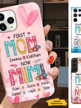 First MOM now GRANDMA Mommy Nana Mimi Gigi Auntie Personalized phone case SC715127