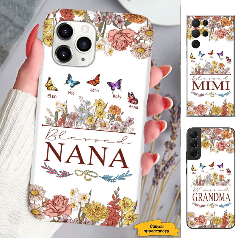 Flower Blessed Mom Grandma Nana Mimi Gigi Auntie Personalized phone case SC2412432