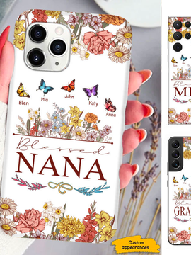 Flower Blessed Mom Grandma Nana Mimi Gigi Auntie Personalized phone case SC2412432