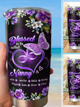 Flower Butterfly Blessed to be called Grandma Mimi Nana Mommy Auntie Personalized Tumbler SC51243