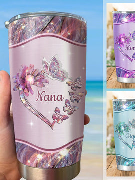 Flower Butterfly Grandma Mimi Nana Gigi Mommy Auntie Personalized Tumbler SC512420