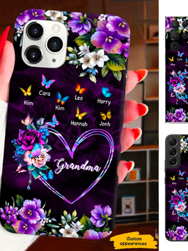 Flower Butterfly Grandma Mimi Nana Mommy Auntie Personalized Phone Case SC41247