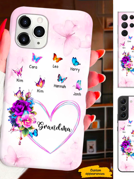 Flower Butterfly Grandma Mimi Nana Mommy Auntie Personalized Phone Case SC41248