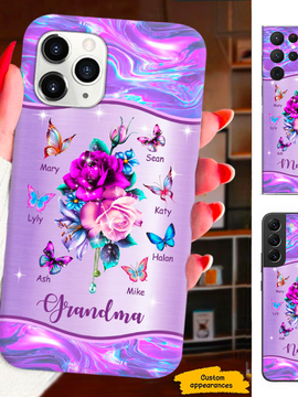 Flower Butterfly Grandma Mimi Nana Mommy Auntie Personalized Phone Case SC812420