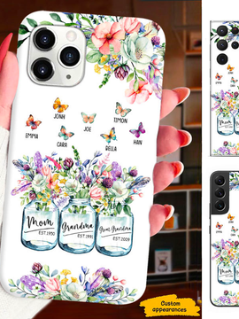 Flower Butterfly Grandma Nana Mimi Mom Auntie Great Grandma Personalized Phone Case SC2410227