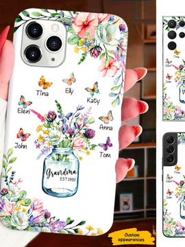 Flower Butterfly Grandma Nana Mimi Mom Auntie Great Grandma Personalized Phone Case SC2410229