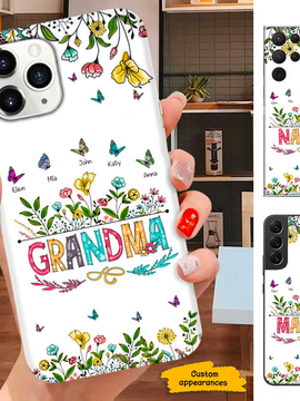 Flower Butterfly Grandma Nana Mimi Mom Auntie Personalized Phone Case SC2410222