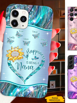 Flower Butterfly Happiness is being a Mom Grandma Nana Mimi Gigi Auntie Personalized phone case SC231244