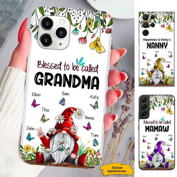 Personalized Grandma Mom Gnome Foldable Ceramic Flower Vase - Best Gift Idea For Grandma/Mother's Day - Up to 10 Kids - Happiness Is Being Called Grandma