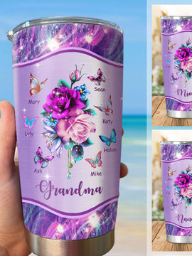 Flower Grandma Mimi Nana Gigi Mommy Auntie Personalized Tumbler SC51249