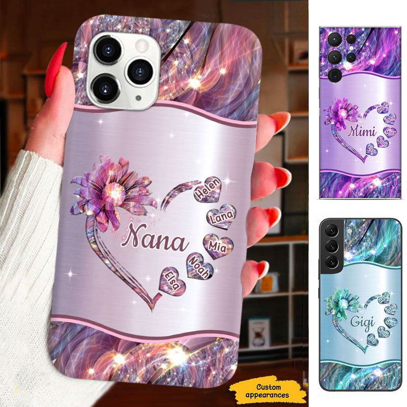 Flower Heart Grandma Mimi Nana Mommy Auntie Personalized Phone Case SC412411