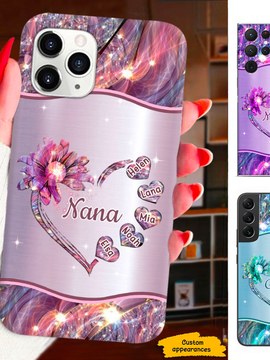 Flower Heart Grandma Mimi Nana Mommy Auntie Personalized Phone Case SC412411