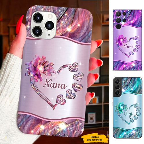Flower Heart Grandma Mimi Nana Mommy Auntie Personalized Phone Case SC412411